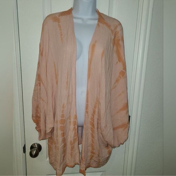 Mustard seed Peach Tie-Dye Kimono Cardigan - Picture 1 of 4